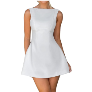 Women Sleeveless Mini Dress Summer Mock Neck Backless