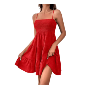 Short Dress Solid Color Ruffle Hem Short Dress